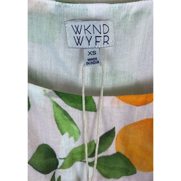 WKND WYFR CITRUS PRINT SLEEVELESS‎ RUFFLE MIDI DRESS SIZE XS NWT - Picture 5 of 7